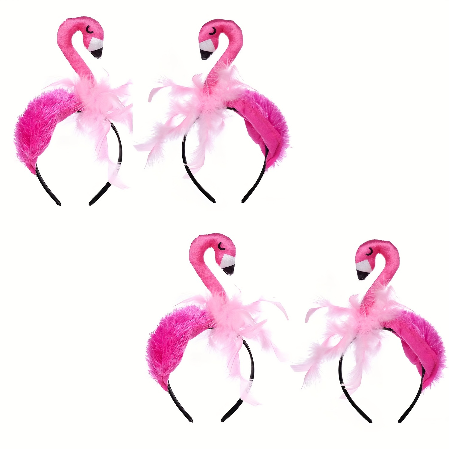 

4-pack Flamingo Headbands - Festive Party Accessories For Women - Pink Feathered Headbands - Perfect For Beach Parties, , Or Any Fun Event!