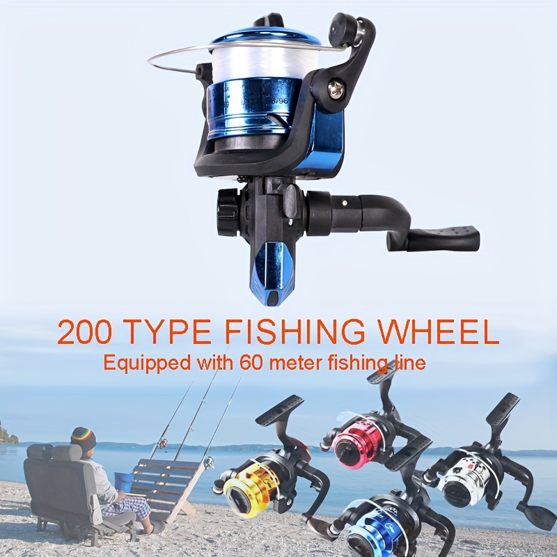 

1pc 200 Series Fishing Reel With 60m/2362.2in Fishing Line, Stainless Steel Spinning Reel, Random Color, Fishing Gear Accessories
