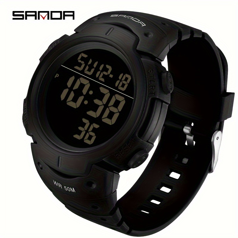 Sanda Men's Fashion Watch: Trendy, Waterproof, Electronic, Multi-functional Youth Alarm Clock With A Large Dial - Perfect Gift For Men