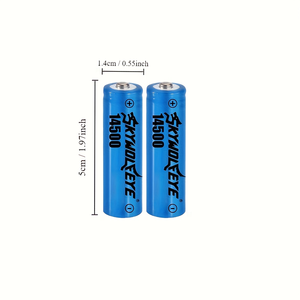 10pcs 14500 High Capacity Liion Rechargeable Batteries, 3.7v For