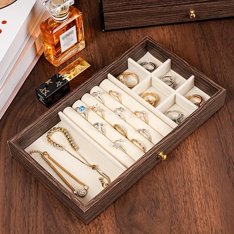 1pc boîte à bijoux vintage en bois de pêcher empilable avec devant   -     coffre au   multicouche pour  , boucles doreilles, bracelets & bagues - boîte de rangement en bois pour bureau, voyage, cadeau, boîtes à bijoux Détails du produit 4