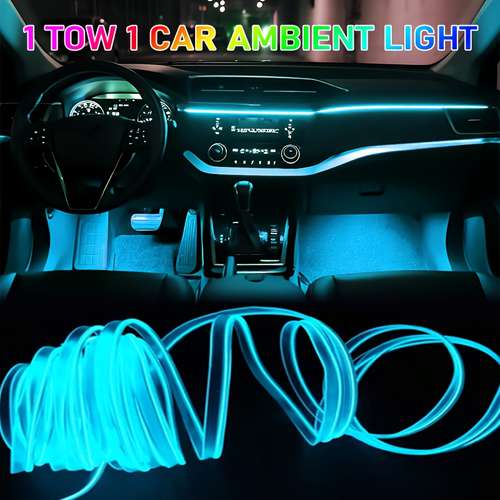4-Pack Touch Sensor 7-Color LED Car Interior Lights - Wireless USB Rechargeable, Stick-On Ambient Neon Lamps