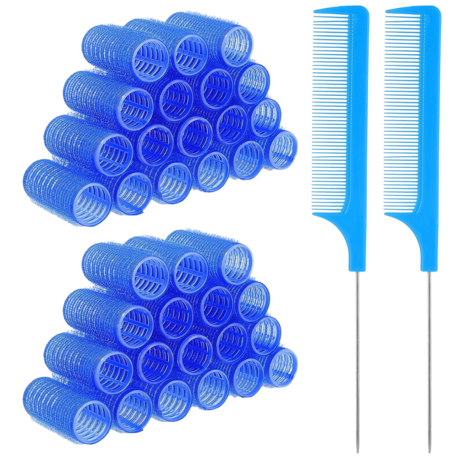 TEMU 38pcs Set Of Hair Curlers Designed For Short Hair, Featuring Heatless Options For Women, Complete With A Rat Tail Comb And Salon-