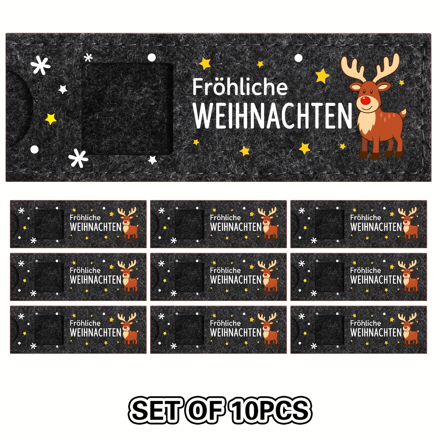 Image of 10pcs Christmas Felt Gift Bags - Christmas German - Fröhliche - Weihnachten - Design - Holiday Christmas Gifts For Husband - Wife - Boyfriend Family - Colleague Gifts Chocolate Bar Gift Bag