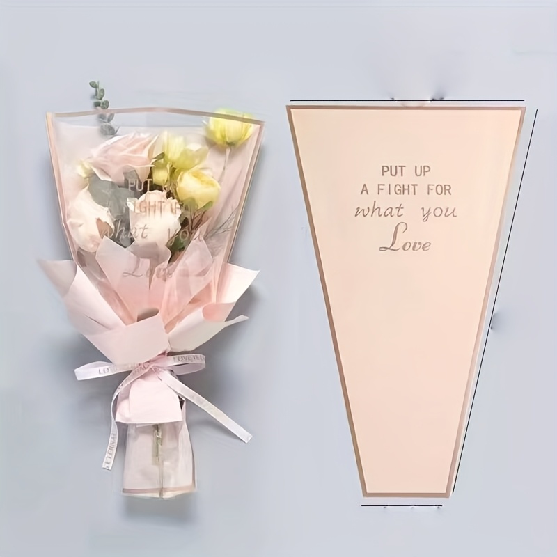 TEMU 50pcs Dream Theme Plastic Flower Packaging Bags (no Additions) - Elegant White Bouquet Sleeves For Mother's Day, Valentine's Day And Party Gift