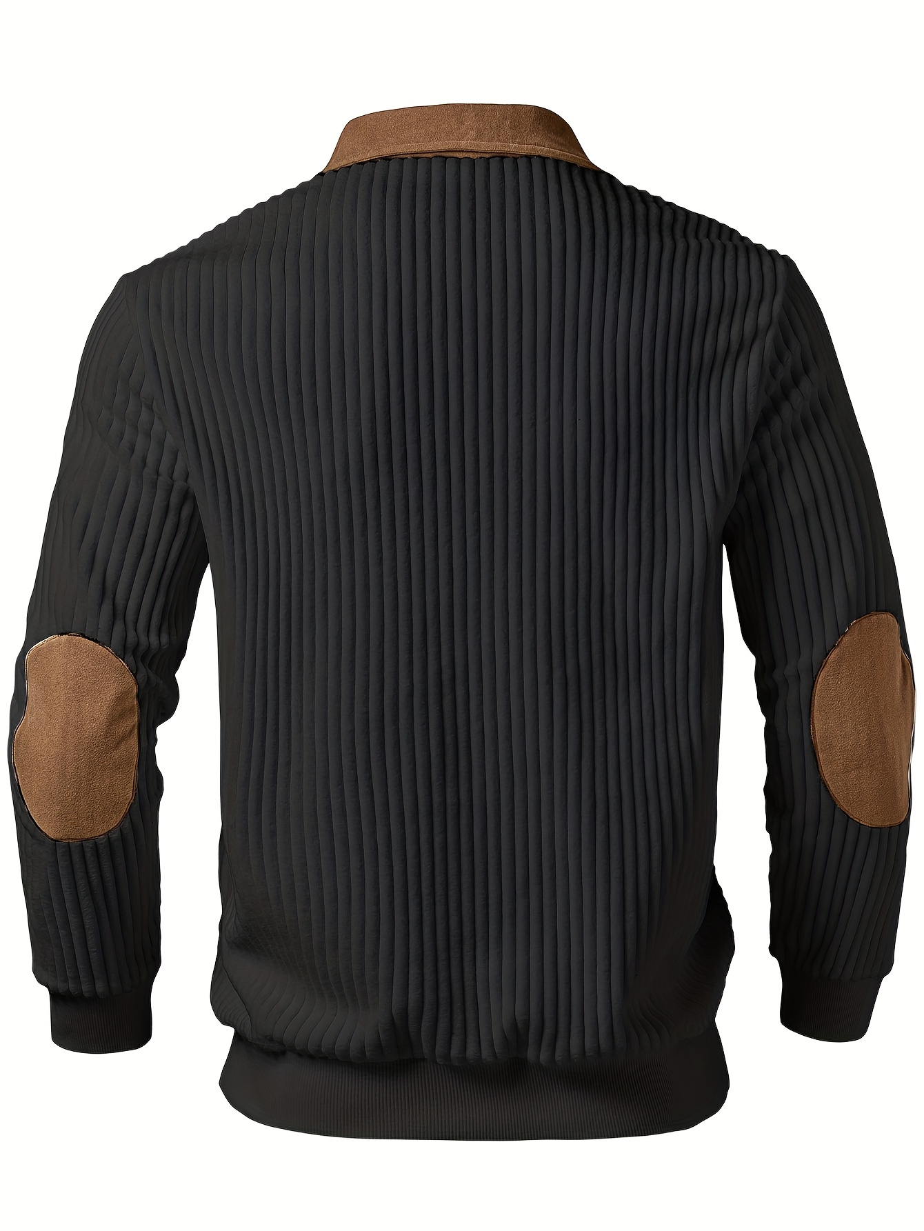 Heren Casual Pullover met Kleurblok Design - Geribbelde Kleurblok Patchwork, Dikke Warme Trui met Rits aan de Hals