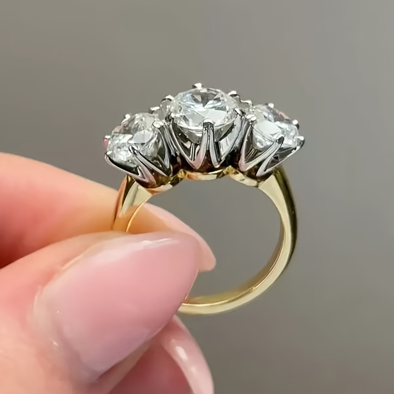 6-Claw Pave Double-Tone Copper Micro-Pave Ring