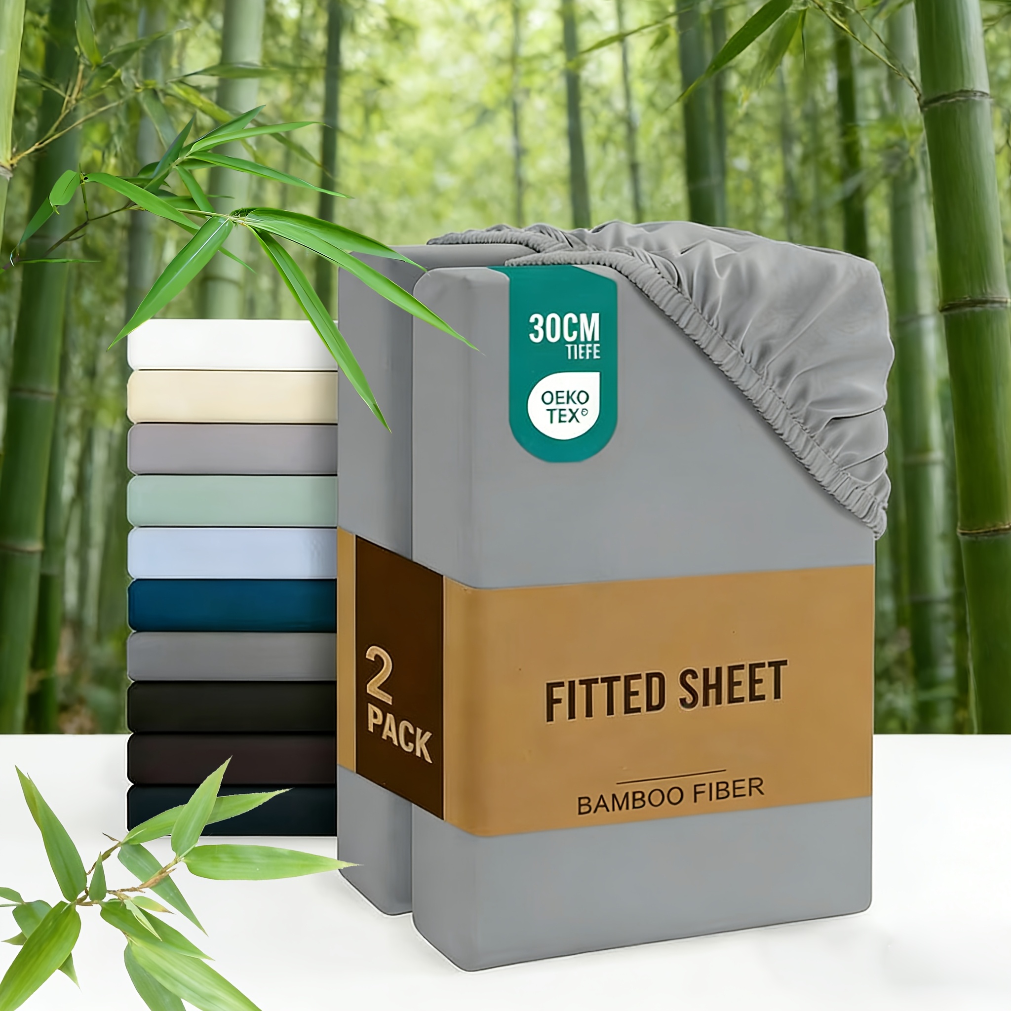 2-pack Cooling Bamboo Jersy Fitted Sheet, Soft Bed Sheets 180x200 140x200 90x200 200x200 160x200cm, White Grey Microfiber Sheet Bedding Sets Mattress Cover/protector