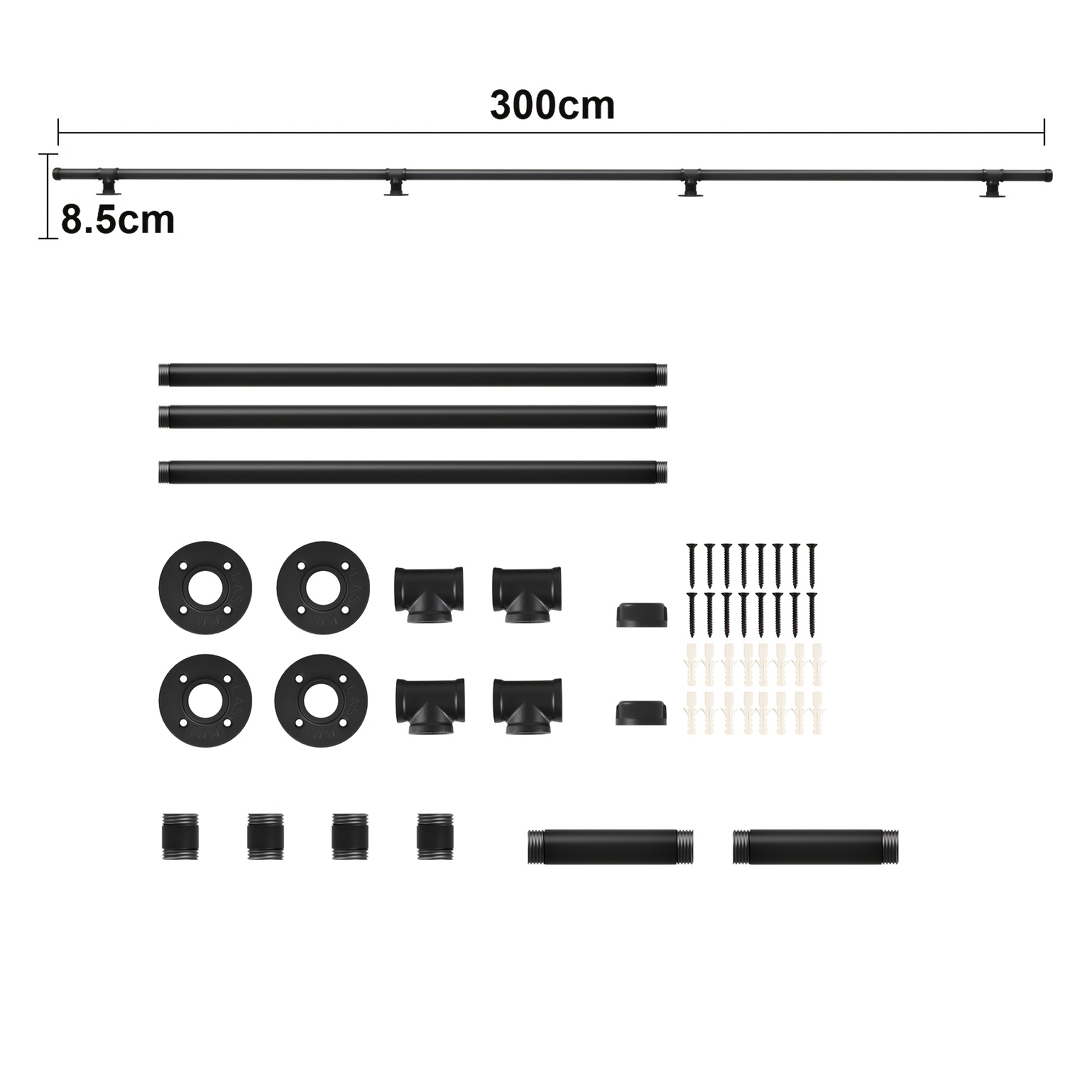 TEMU Rampe d'escalier en fer forgé noir de 300 cm de long pour intérieur et extérieur, rampe d'escalier en métal doré adaptée à diverses escaliers et