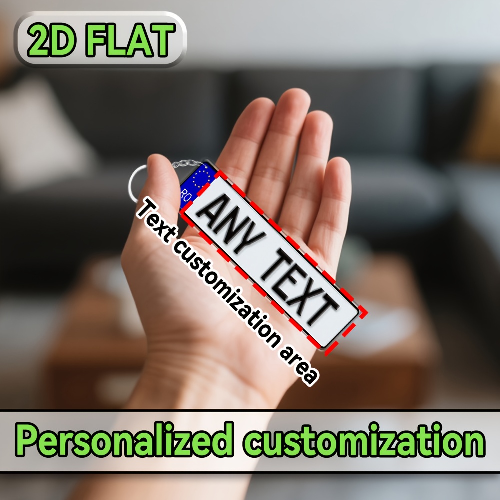 TEMU 2d Flat, 1pc Personalized European License Plate Keychain - Custom Text & Country Flags (e.g. Uk, Germany, France, Poland) - Vintage Romanian Eu