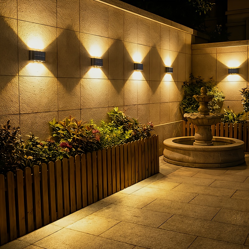 4pcs 6led solar   and down wall lights sinterklaas for patio lawn garden solar outdoor lights