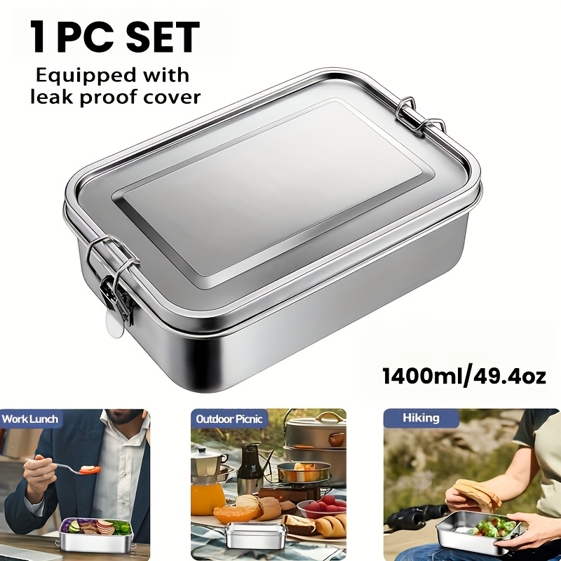 TEMU 304 Stainless Steel Lunch Box With Compartments, Leakproof Bento Box With Divider, Food Grade Metal Lunch Container With Secure , Reusable