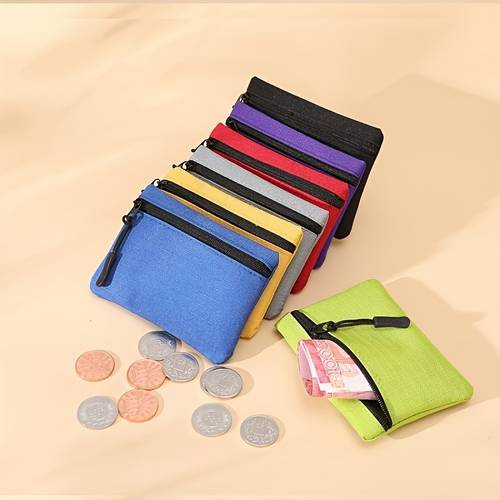 new mini multi color oxford cloth coin purse solid color mesh zipper portable coin purse student card holder cross border key coin bus subway monthly card portable bag