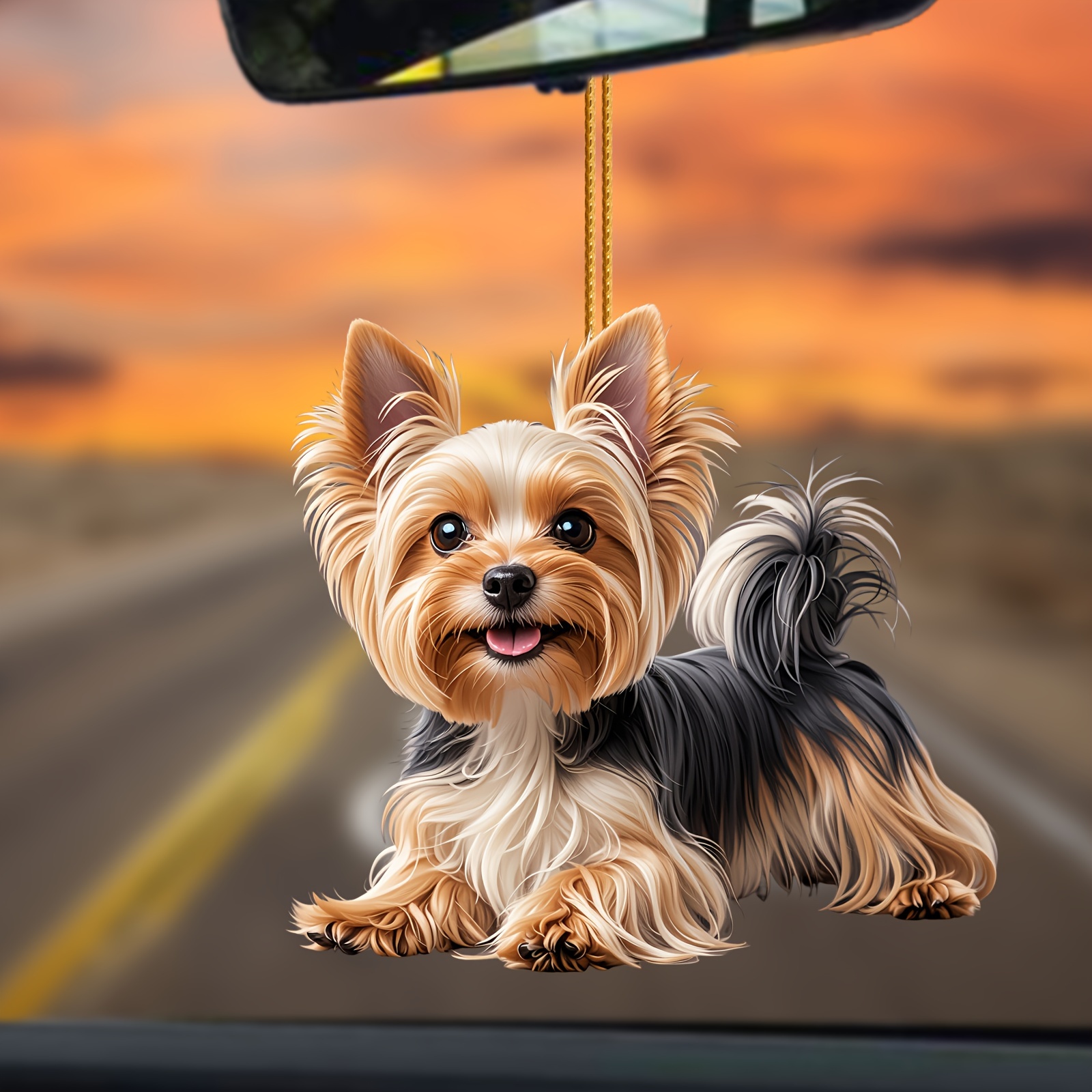 TEMU Yorkie Dog Acrylic Charm - Car Mirrors, Keychains & Home Decor | Ideal Gift For Parties, , Back To School & Christmas