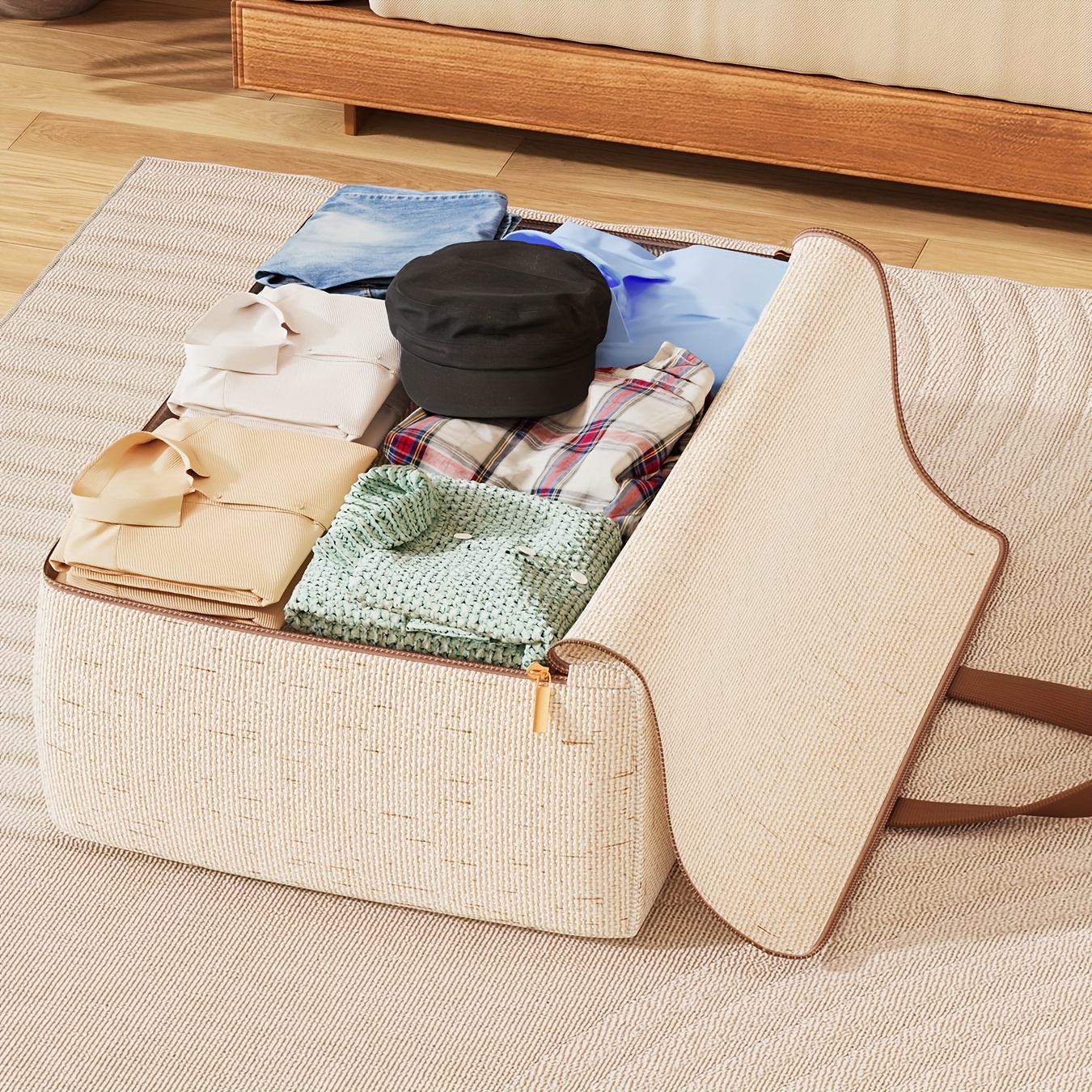 Duty Storage Moving Bags Quilt storage Blanket storage with Handles, Extra Large Moving Bags, Strong Handles & Zippers, Storage Totes for Space Saving, Fold Flat, Alternative to Box and Bin, Sewing Storage