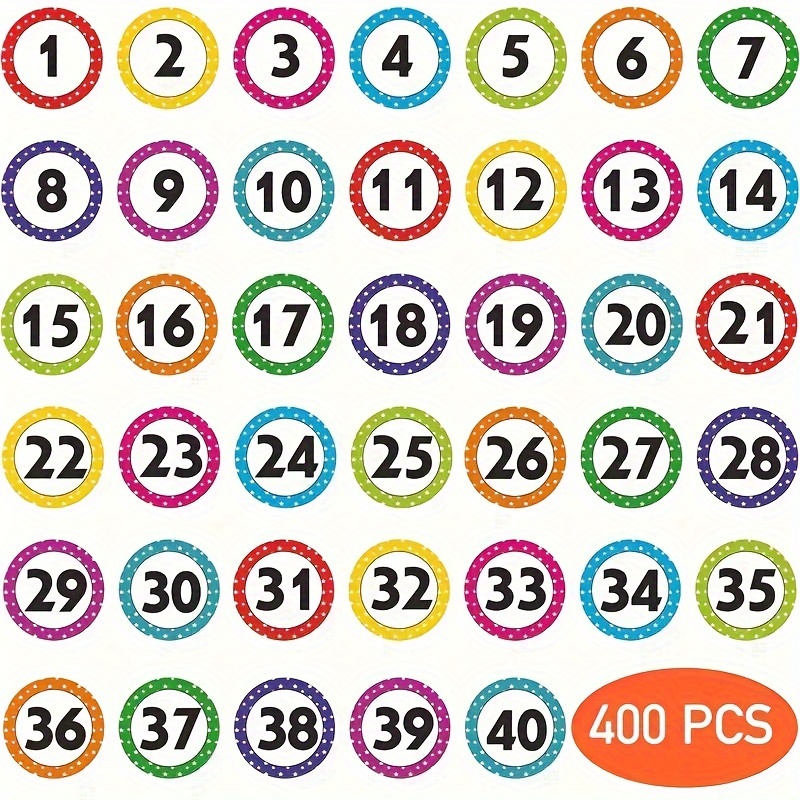 

10 Sheets Of 400 Number Stickers 1-40, Dot Continuous Number Labels Self-adhesive Waterproof Tear-resistant Number Stickers, No Residue, Suitable For Office, Classroom, Indoor, Box, Storage