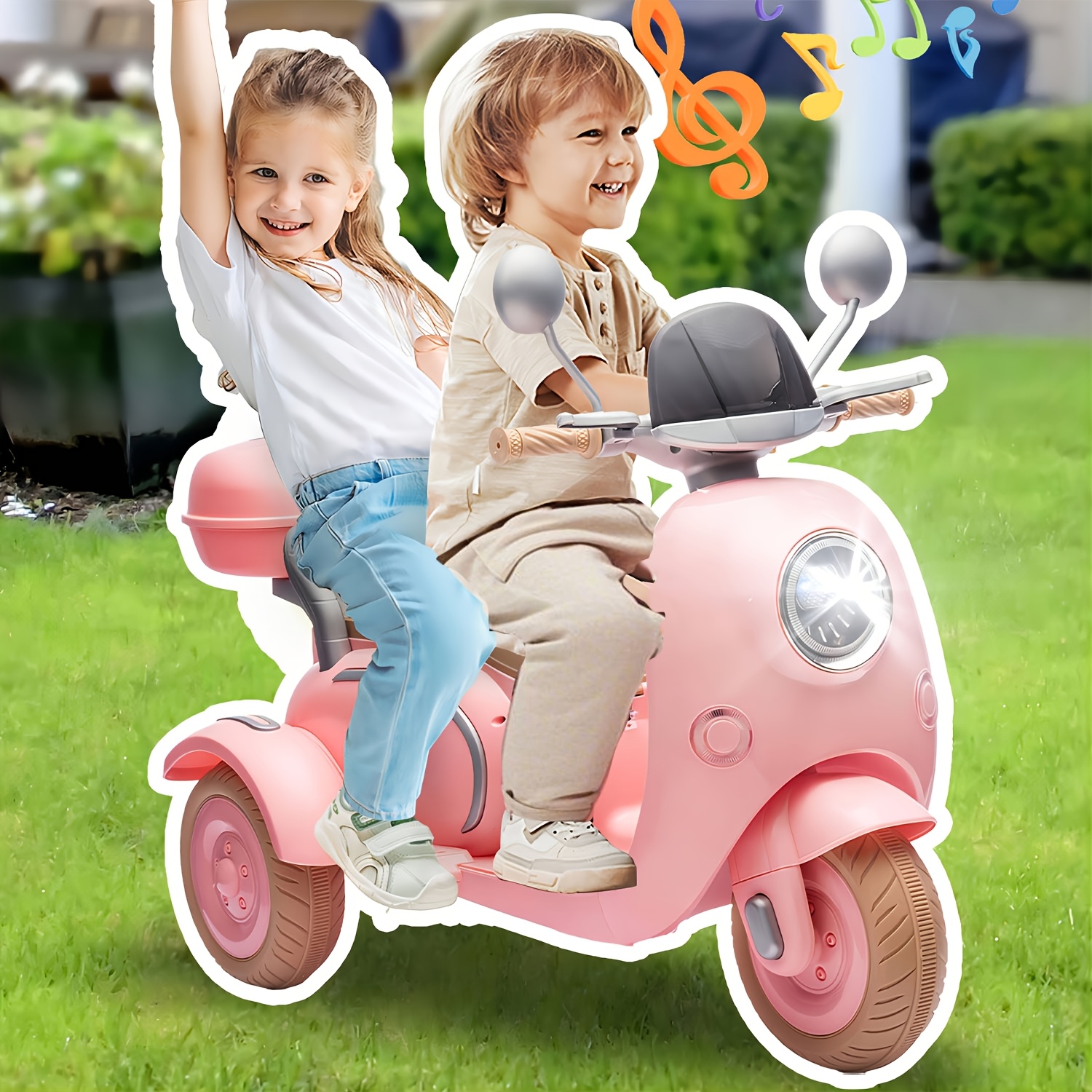 

12v Two-seater 's Electric Toy Motorcycle, Wheels 's Toy, Slow Start, Multifunctional Player, Usb, Lights, Flip Rear Seat For Adults, 3-6 Years Old , Extra Large Storage Box Christmas Gift