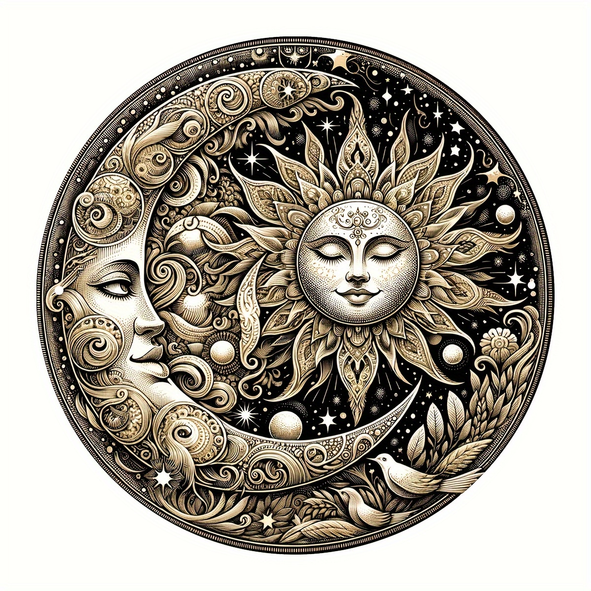 

Sun And Moon Themed Wreath Sign 1-piece Set, Round Aluminum Metal Decorative Sign For Home, Cafe, Apartment, Restaurant, Living Room Wall Art, Ideal Mother's Day Gift, 8x8 Inches