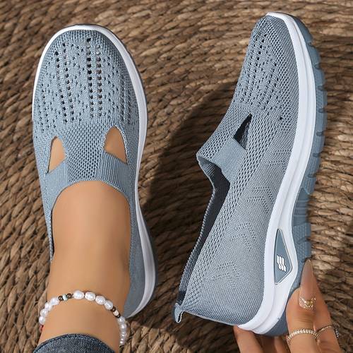 a pair of breathable mesh slip on flat sports shoes for women lightweight and comfortable casual footwear suitable for shopping malls parks summer vacations and outdoor leisure women shoes