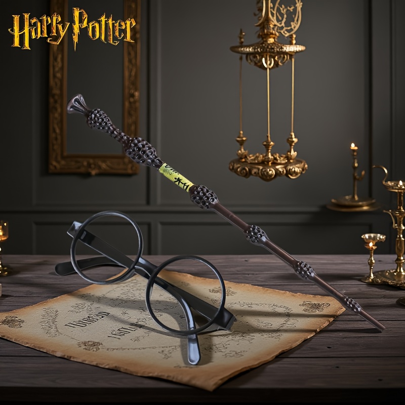 Image of 2pcs. Harry Potter Dress Up Glasses And Wand Collectible Cosplay Props Birthday Gifts Halloween, Easter Christmas Gifts Universal For Ideal Gift For 10 Holidays