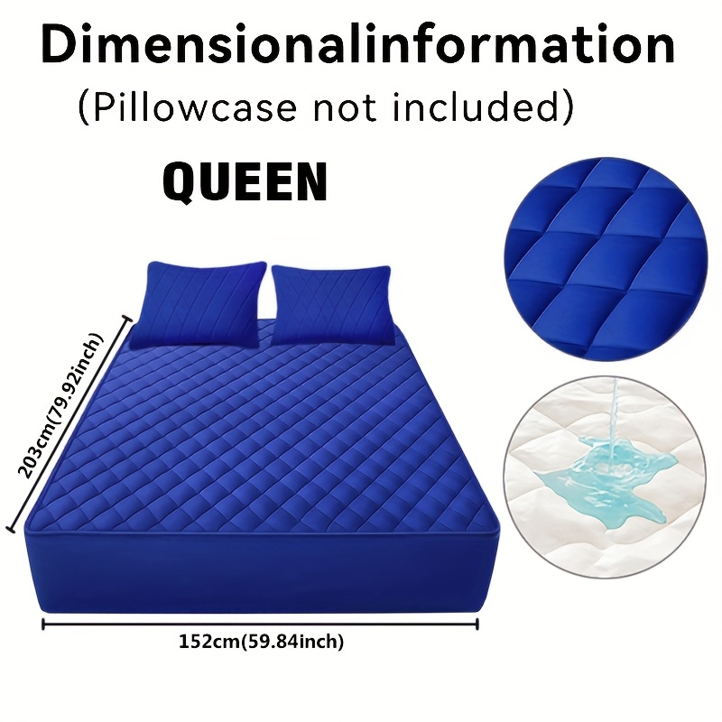TEMU 1pc 100% Waterproof Mattress Protector, Cooling Breathable Noiseless Mattress Pad Cover, Thickened Quilted Mattress Protector Layered Fitted