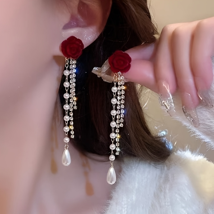 

Pair Of Long Tassel Earrings, Elegant And Fashionable