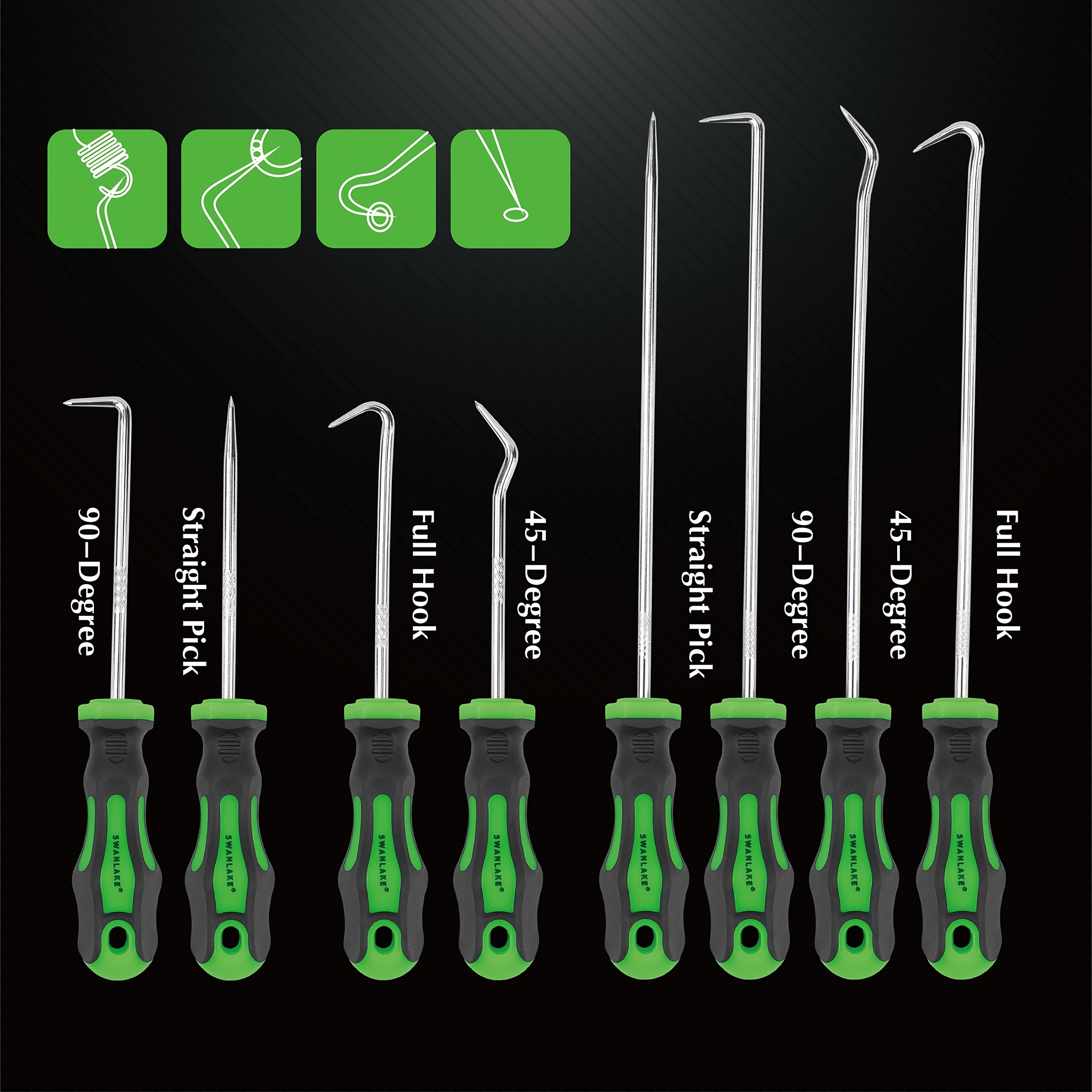 

8-piece Precision Hook And Pick Set - Chrome Vanadium Steel, Uncharged Manual Tools With Non-slip Handles, No Battery Required