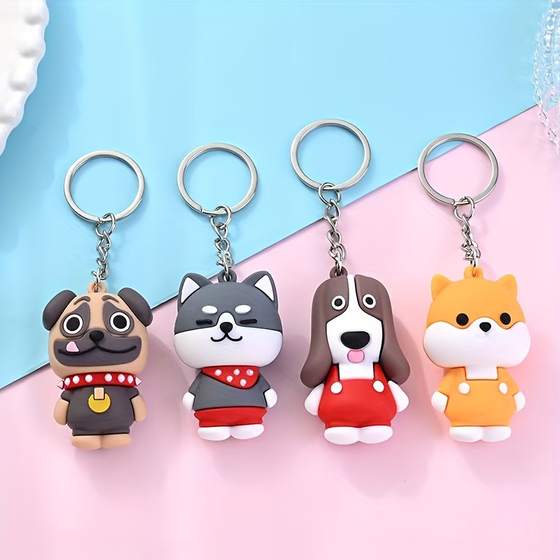 

4-piece Cute Cartoon Dog Keychains - Husky & Corgi Designs, Pvc Charms For Bags & Backpacks, Perfect Gift For Pet Lovers
