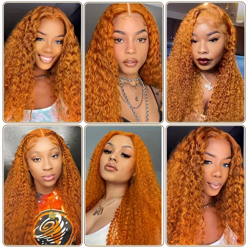 13x4 orange ginger deep wave lace front wig human Temu