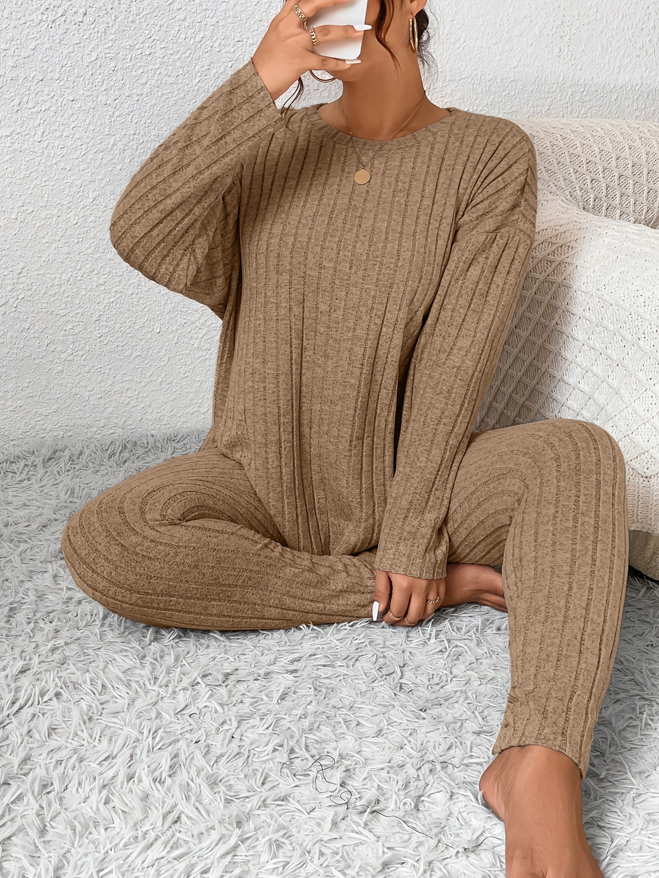 Ribbed Texture Women's Outfit