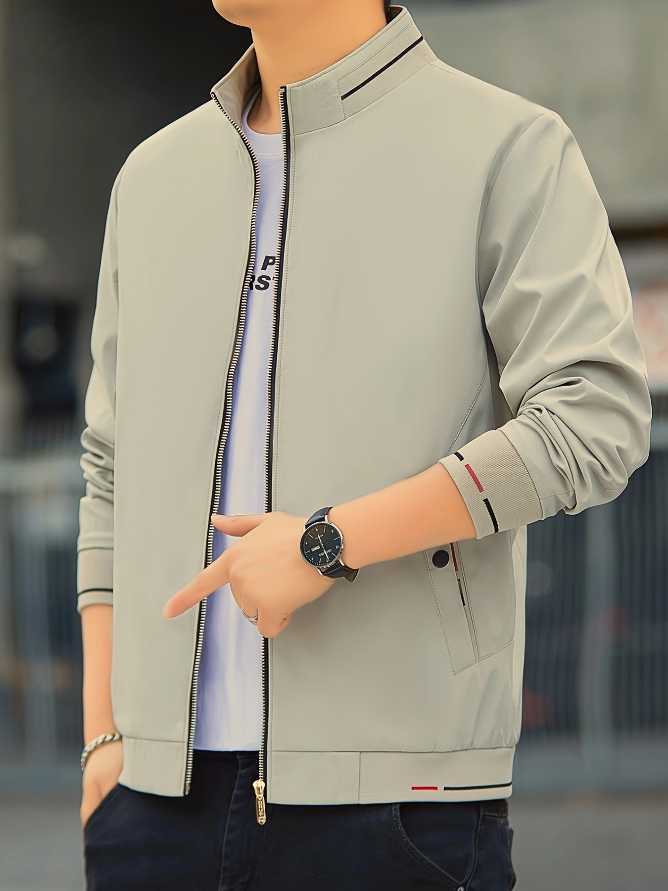 バ*東様 ゴールドウイン Stand Collar Rip Jacket OVY Mens Fall Winter Business Jacket - Mid-Weight Outerwear