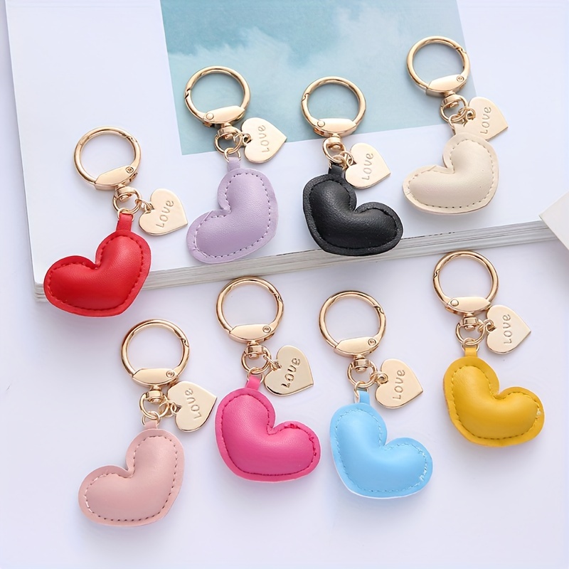 

Minimalist Leather Heart-shaped Pu Leather Earphone Case Keychain Bag Backpack Pendant Car Keychain Hanging Decoration