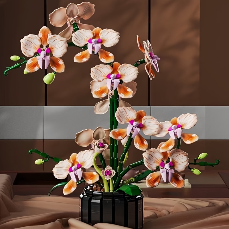 Home Desktop Ornament, Champagne Orchid Puzzle Blocks