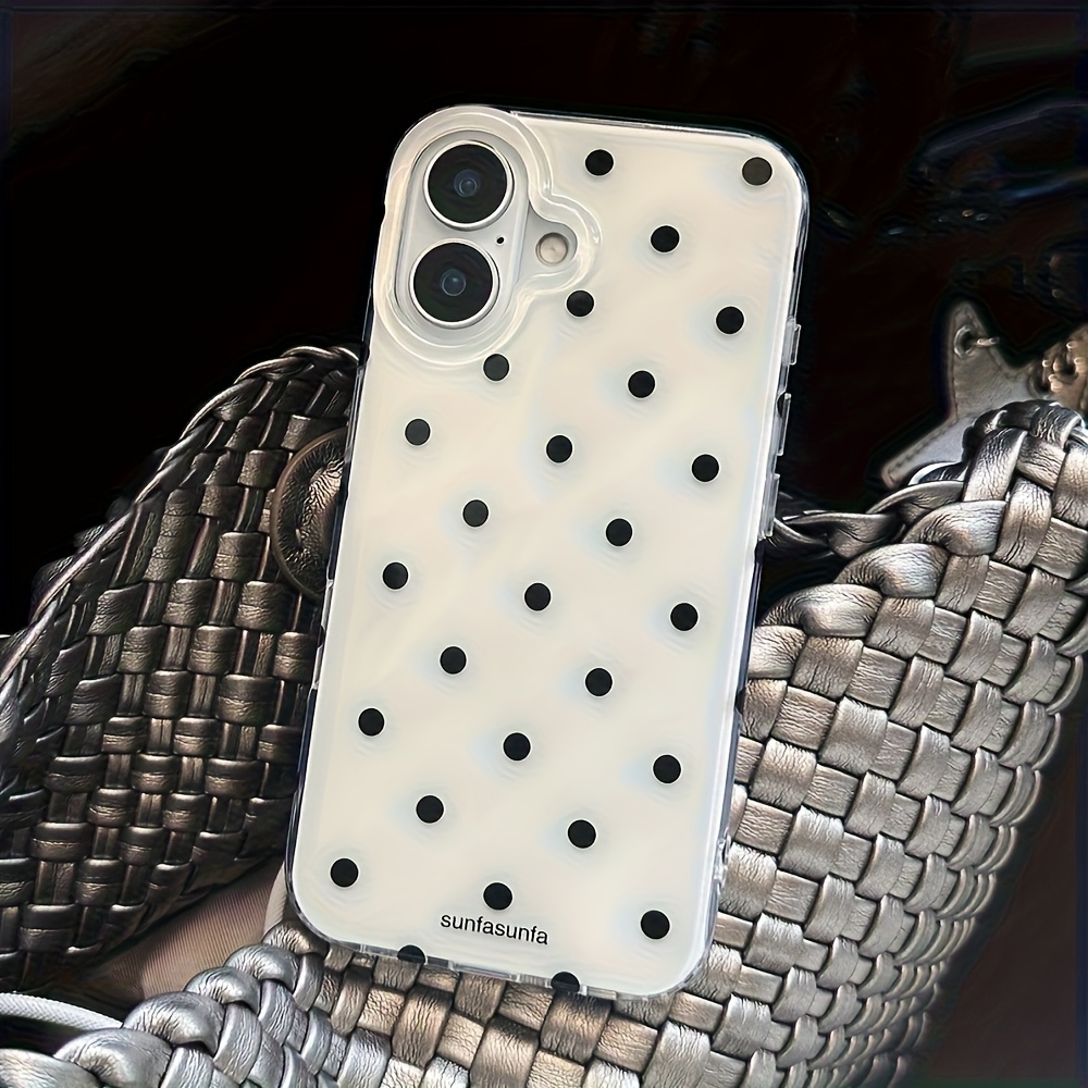 TEMU Phone Case - Fashion Phone Case, Easy Cute Black And White Polka , Suitable For Iphone, Including 17/16/15/14/13/12 Phone Cases And Cute Phone