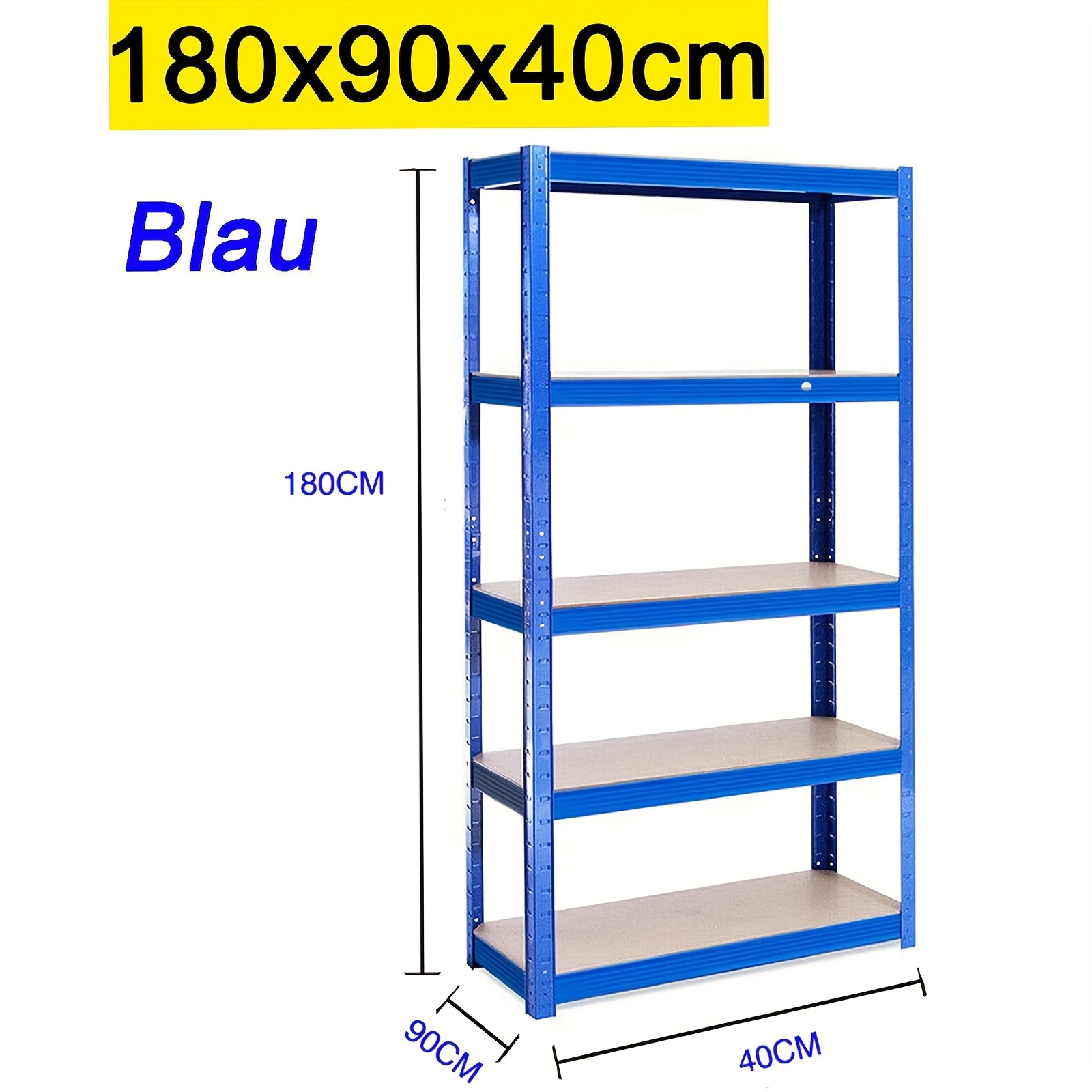 Image of 5 Tier Storage Shelf Heavy Duty Shelving Unit 180x90x40cm 875kg Load Racking Boltless Garage Shelves Shelving Workshop Shelf