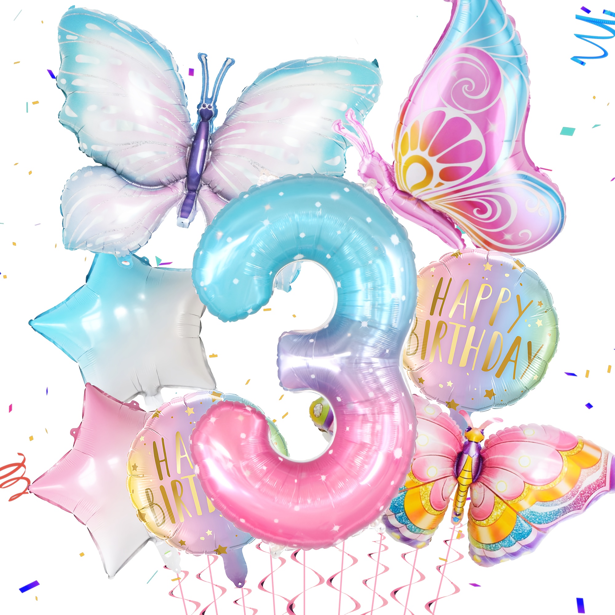 

8pcs, Butterfly Number Balloon Set, Birthday Party Decor, Anniversary Decor, Holiday Decor, Home Decor, Classroom Decor, Atmosphere Background Layout, Indoor Outdoor Decor
