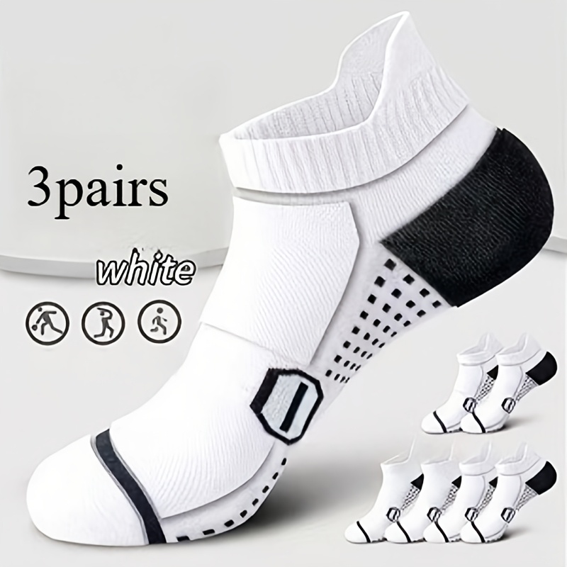 TEMU 3 Pairs Men's Professional Moisture-wicking Athletic Socks, Anti-odor Short Socks, Random Colors, Elastic Ribbed Top, Arch Support, Breathable