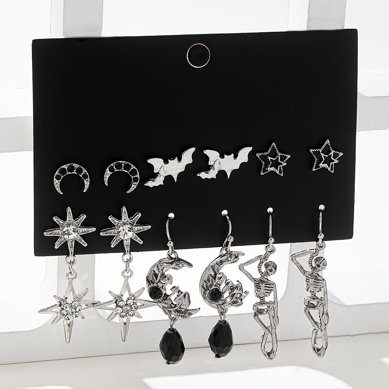 TEMU 6 Pairs Of Gothic Cool Bat Starburst Mushroom Moon Skull Head Designs Make This Such A Unisex Party Set