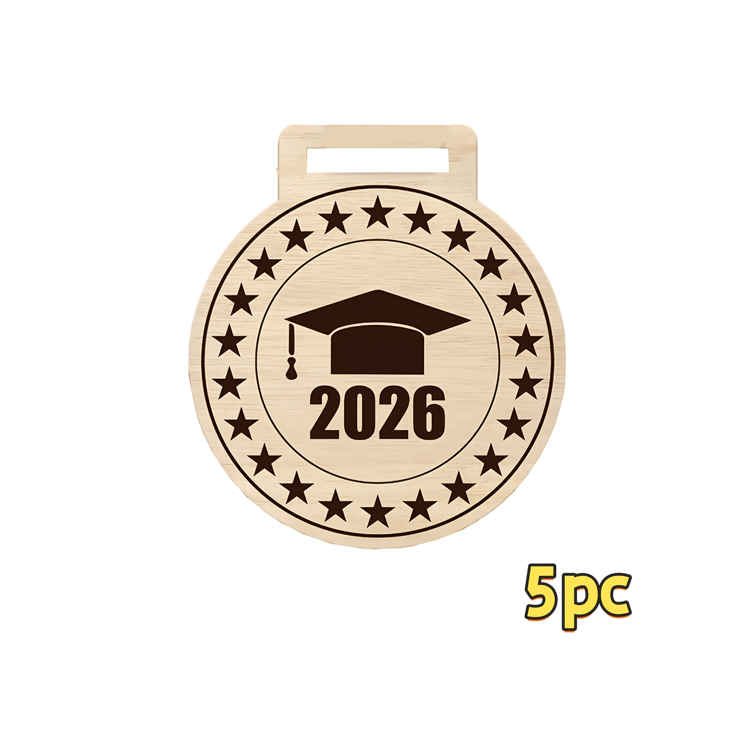 TEMU 5 medaglie in legno, con cappello da laurea e stella a punte, un regalo motivazionale per la stagione della laurea, un oggetto commemorativo per