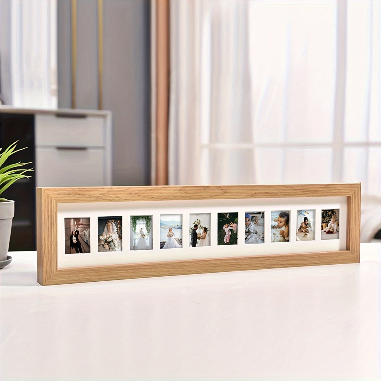 1pc Photo Frame Density Board Material Wood Grain 10 Holes 6 Holes 2-inch Photo Wedding Frame