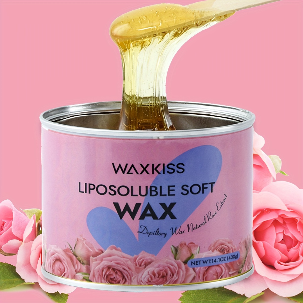 Cera para Depilación de Mujeres y Hombres 400g Sin Quemaduras, No  Necesita Papel de Cera de Fresa/Aloe/Miel/Leche/*/Rosa Depilación e 