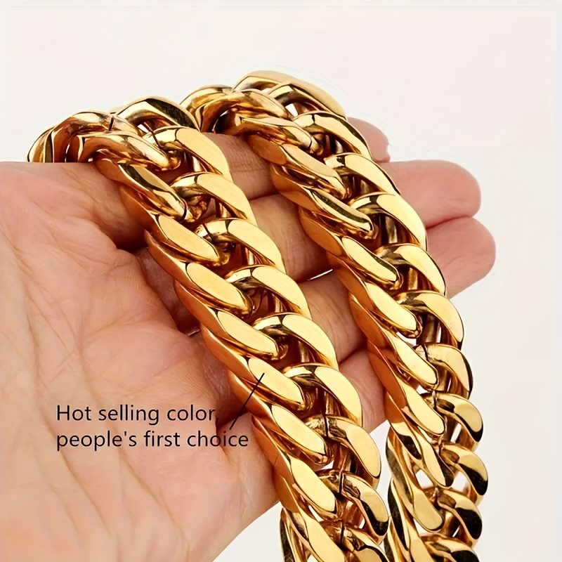 

Europe And The United States Popular Fashion Men And Women Gold-plated 12mm Flat Chain Nk Chain Necklace Jewelry Gifts