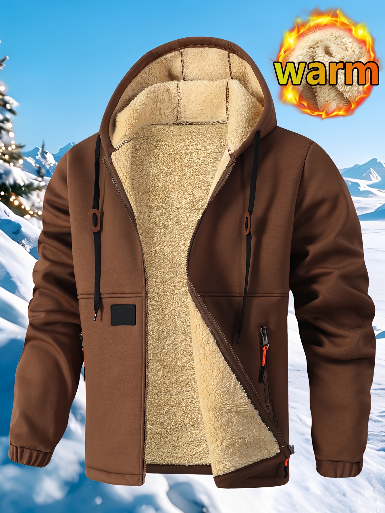 Cardigan à capuche pour homme en polaire épaisse, sweat à capuche chaud et tendance en polaire, sweat à capuche ample et confortable avec cordon de serrage, vêtements d'automne et d'hiver pour hommes, sweat à capuche décontracté pour homme avec poches zippées, convient pour l'hiver et l'automne