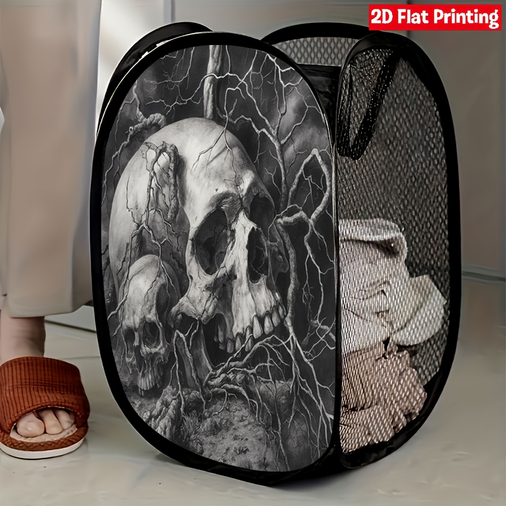 TEMU 1 panier à linge pop-up en avec motif de gothique , parfait pour économiser de et facile à plier, idéal pour organiser , les de bain et les