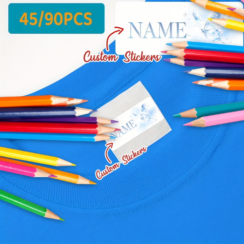 45/90pcs Personalized Watercolor Butterfly Custom Name Stickers
