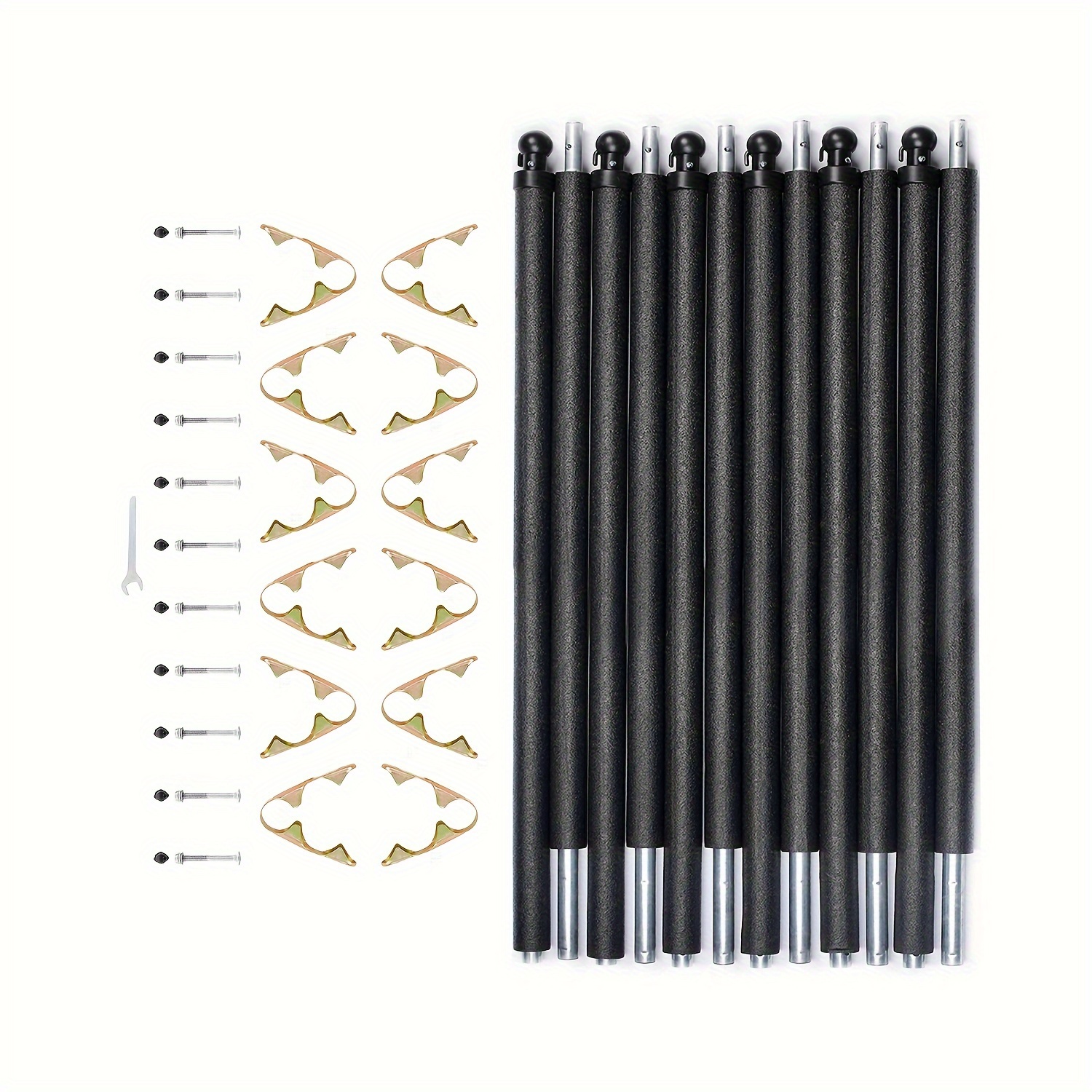 Trampoline Enclosure Pole Set - 6 Replacement Poles With Net & Hardware For Safety Nets