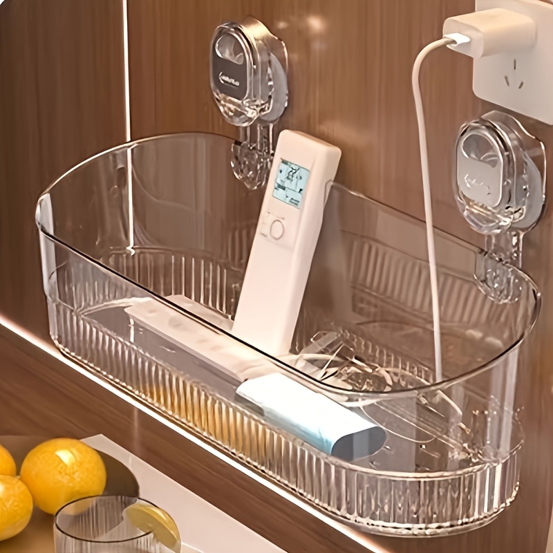 premium wall mounted suction cup organizer no drilling required durable plastic storage box for   cosmetics toiletries versatile bathroom shelf lightweight and   hole free storage rack for skincare products face masks toiletries etc perfect gift for 64 occasions like back to season halloween christmas easter shelves Product details 7