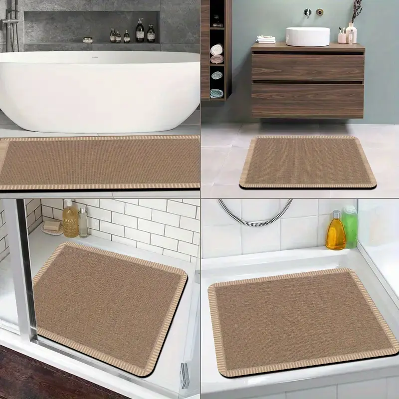 1pc diatomite bath mat modern striped border print design quick dry non slip absorbent floor rug soft and comfortable for bathroom shower laundry room bedroom doorway kitchen rv bathroom Product details 8