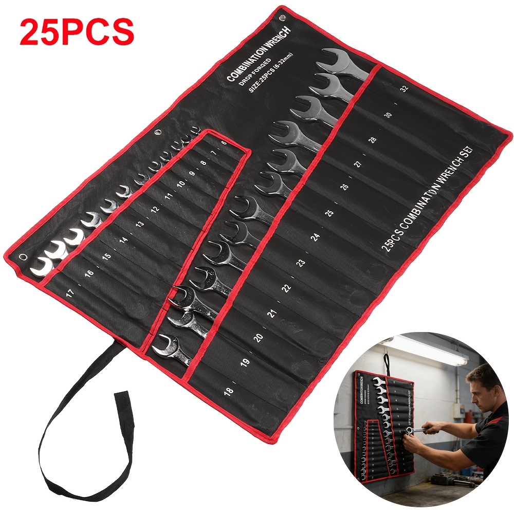 E-shop 25-teiliges Multifunktions-Ratschenschlüssel-Set, ein Zweckschlüssel aus langlebigem Kohlenstoffstahl mit ergonomischem Griff – geeignet für