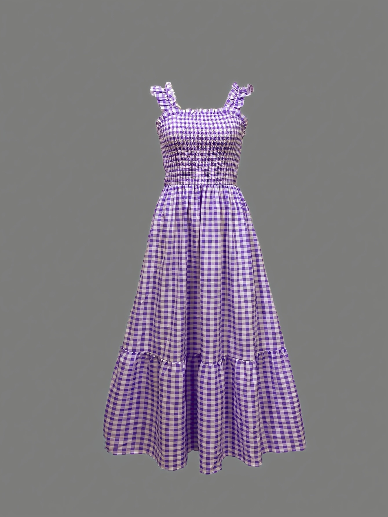womens elegant gingham smocked waist square neck dress - Temu South Africa